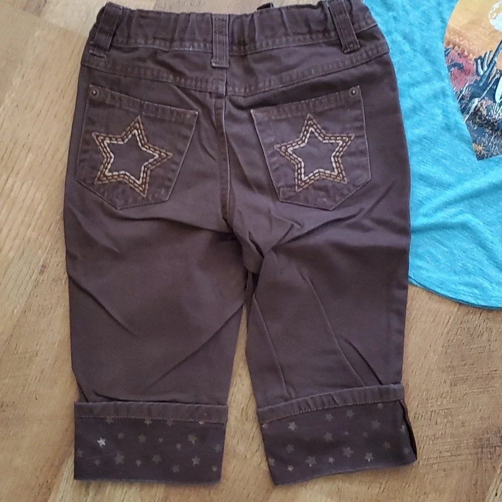 Xhilaration Desert Natural Wonder Aqua Top with Faded Glory Brown Metallic Pants